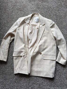 Madewell Cream Windowpane Blazer Lined Jacket